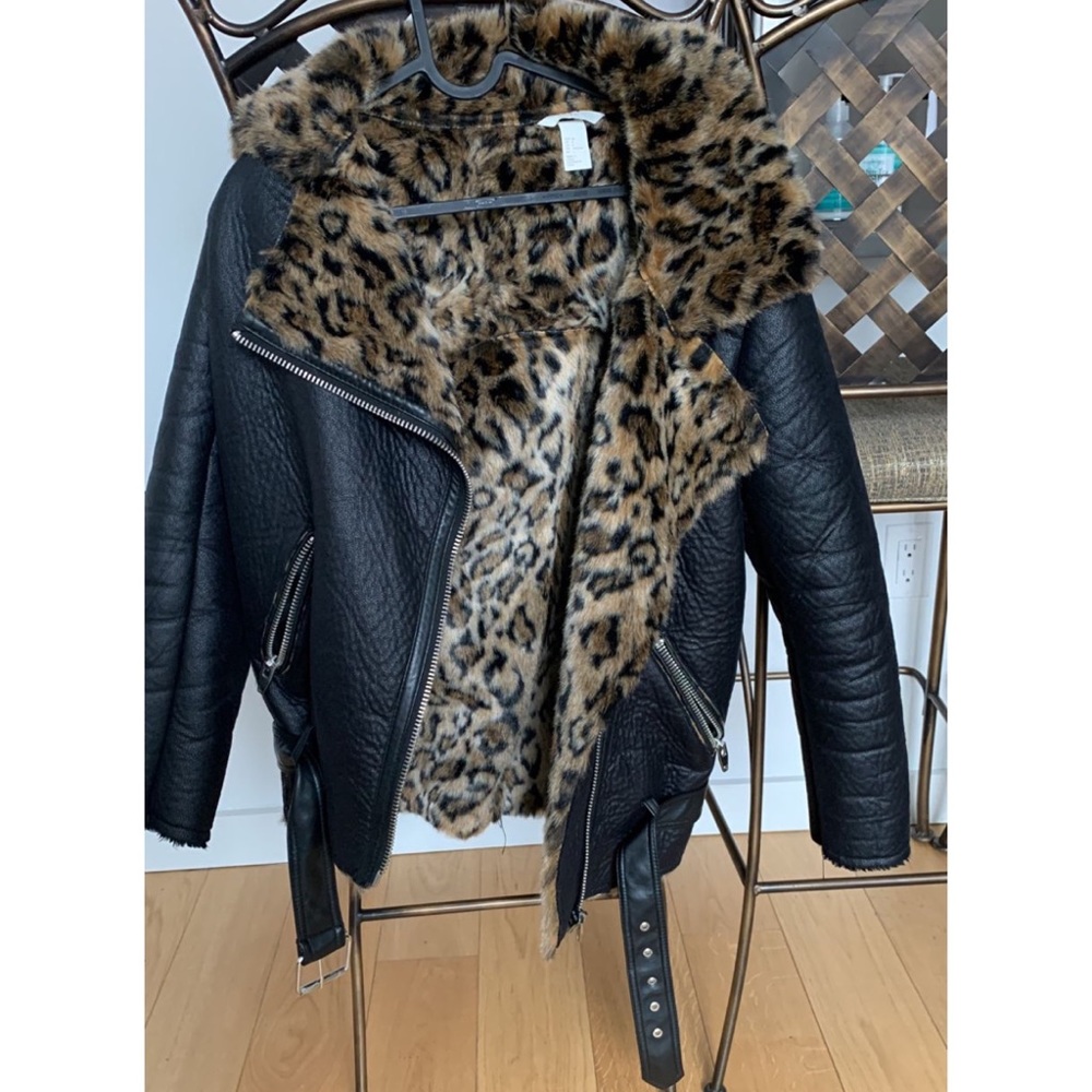 H&M Faux Leather Jacket With Leopard Print For Women - Women